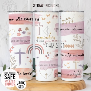 Christian Affirmation Tumbler - Affirmation Gift For Mother's Day - Bible Affirmations Tumbler - Mom travel cup - Affirmation Tumbler