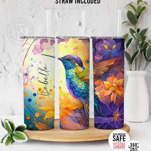 Personalized Colorful Bird Tumbler - Cute Bird Tumbler -  Custom Name Tumbler Gift - Bird lover tumbler - Mothers day Tumbler