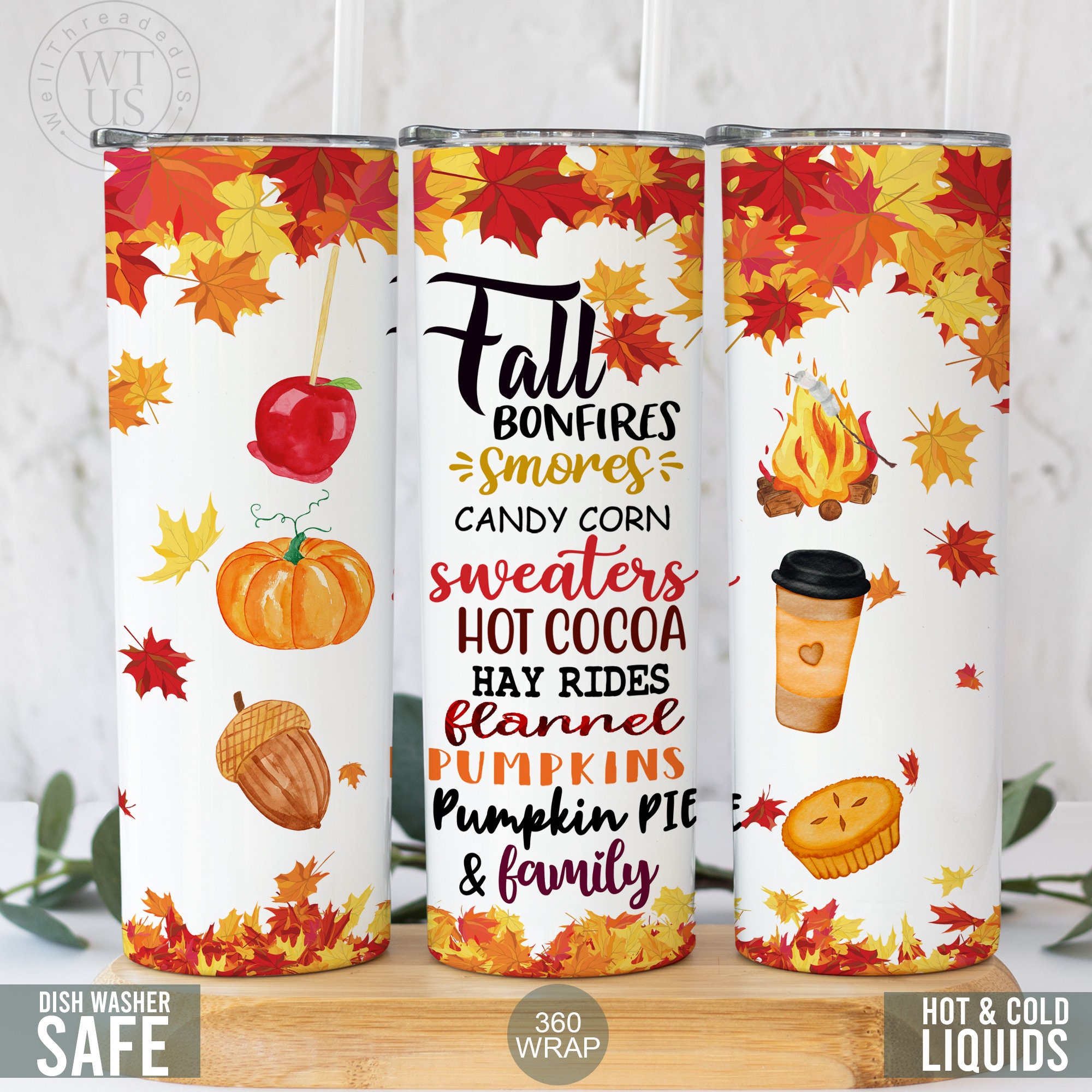 Fall Red Gold Glitter Sublimation Tumbler 20oz Skinny Design, 20oz Skinny  Glitter Tumbler Design, Tumbler DESIGN ONLY, Fall is in the Air