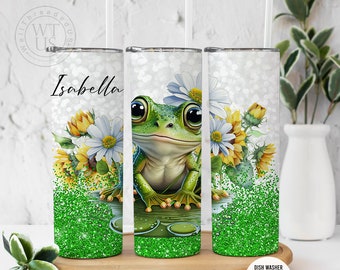 Custom Frog Tumbler , Personalized Frog Lover Tumbler , Custom Frog Tumbler  , Floral Name Tumbler, Frog Lover Gift , Gift for Her 