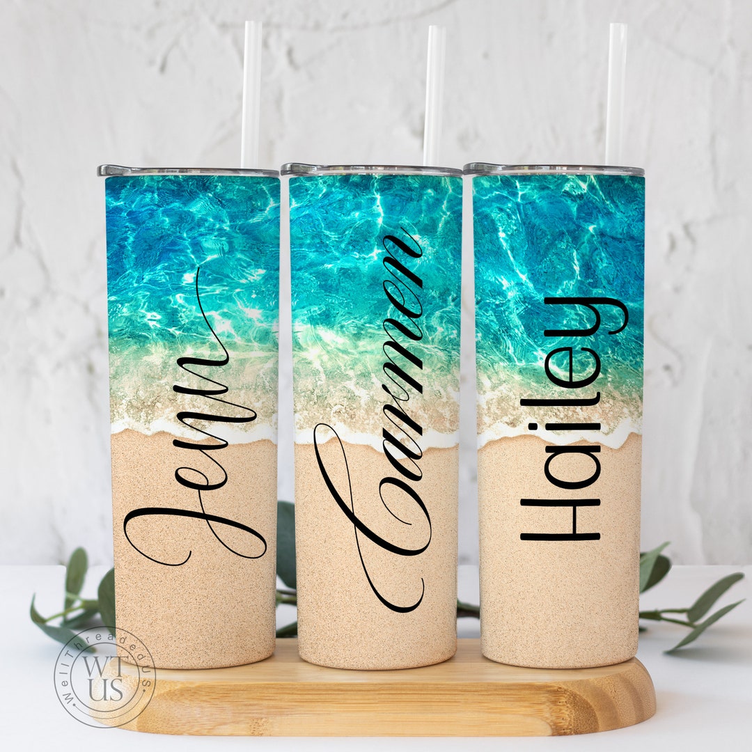 Custom Beach Vacation Tumbler , Personalized Beach Vacation Tumbler