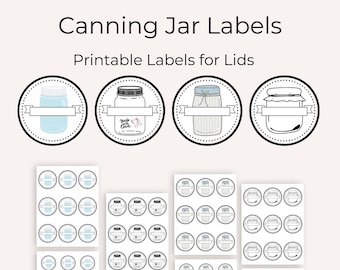 Canning Labels Printable Digital Download Canning Jar Labels Canning Lid Labels PDF 2 Sizes 2 Inch, 2.5 Inch for Regular and Wide Mouth Jars