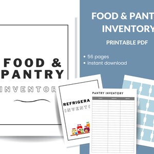 Pantry Inventory Printable Household Inventory Food Inventory Sheet Instant Digital Download PDF Home Management Binder 56 Pages