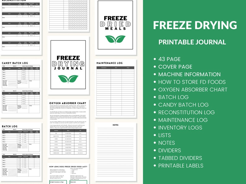 Freeze Dryer Batch Log Book Journal Printable Planner Harvest Right Freeze Dryer Homesteader 43
