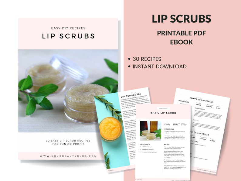 Lip Scrub Printable Recipe Ebook 30 Easy Lip Scrub Recipes to Make at Home Book image 1
