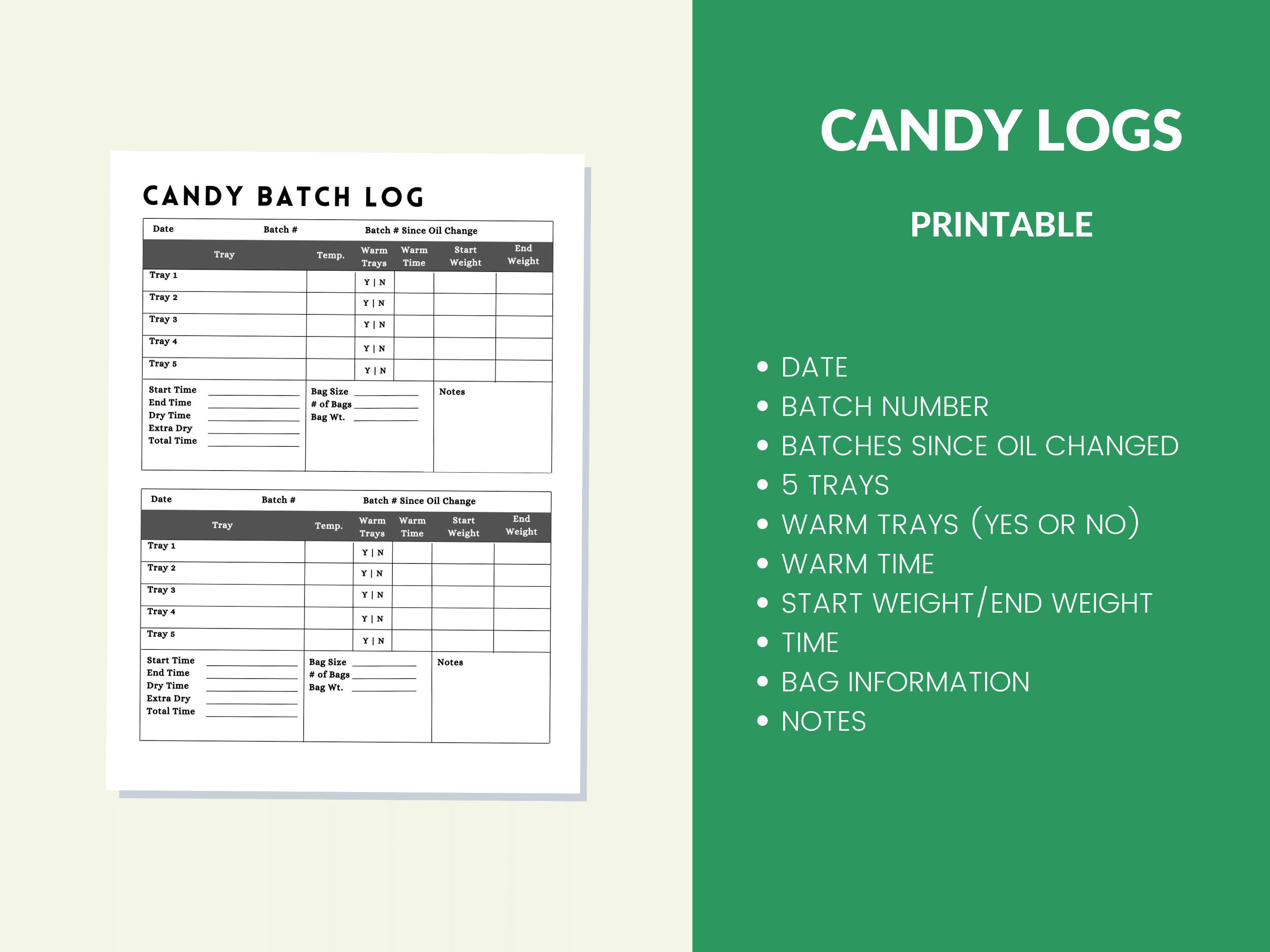 Freeze Dryer Batch Log Book Journal Printable Planner for Etsy Canada