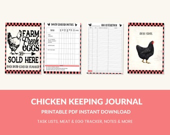 Printable Chicken Record Keeping Journal Backyard Chicken Logbook Chicken Journal PDF Chicken Binder Chicken Egg Tracker Homesteading