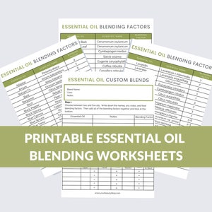 Essential Oil  Blending Factor Blend Worksheet Notebook Planner Binder Printable Digital Instant Download 6 Pages PDF 8.5x11 Green