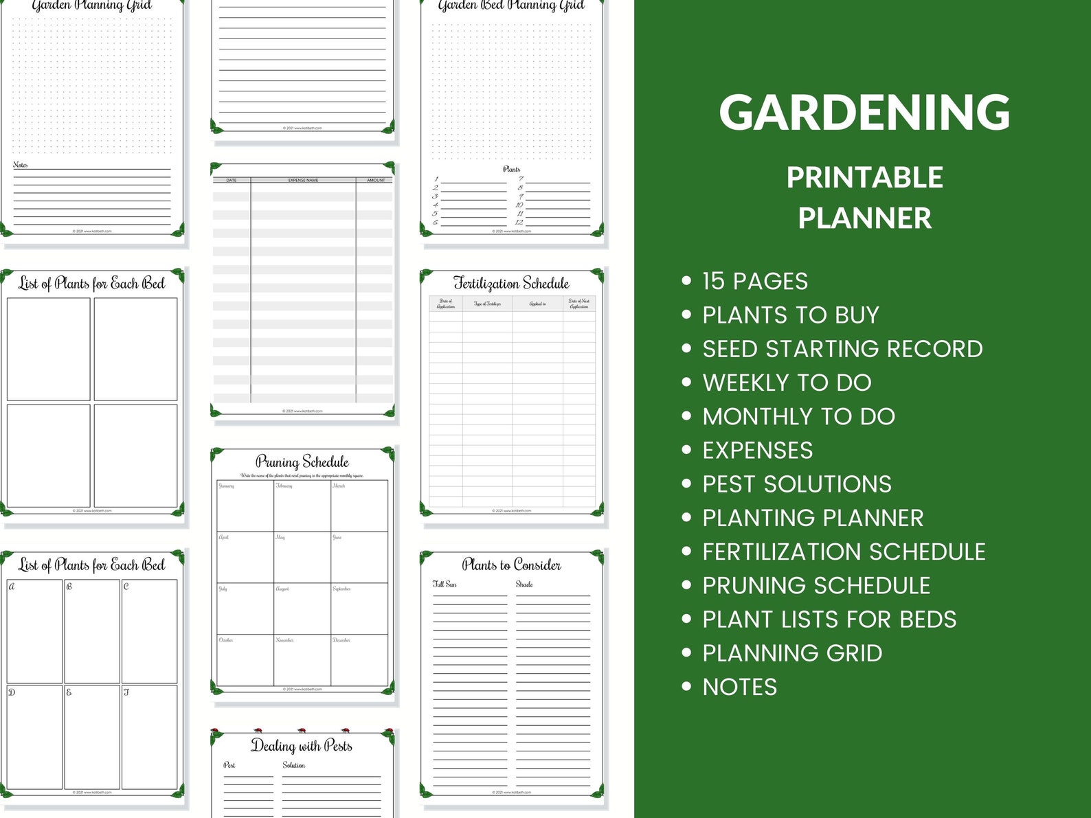 Gardening Planner Printable 15 Sheets 8 5x11 Instant Download PDF For 3