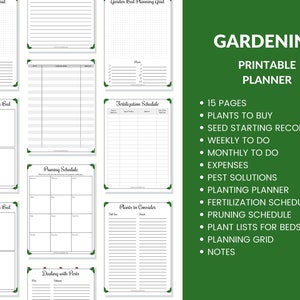 Gardening Planner Printable 15 Sheets 8.5x11 Instant Download PDF for 3 Ring Binder Garden Planner Journal image 2