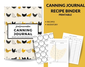 Canning Journal Printable Planner For Homesteaders, Canners 29 Page PDF 8.5x11 Instant Download Chicken Theme