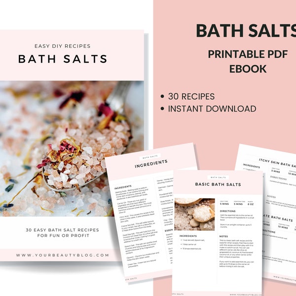 Bath Salts Printable Recipe Ebook 30 Easy Bath Salt Recipes to Make at Home Book