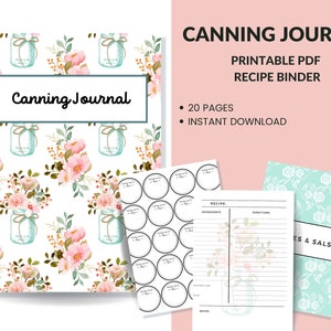 Canning Journal Printable Planner For Homesteaders, Canners 29 Page PDF 8.5x11 Instant Download Mason Jar Theme Homesteading