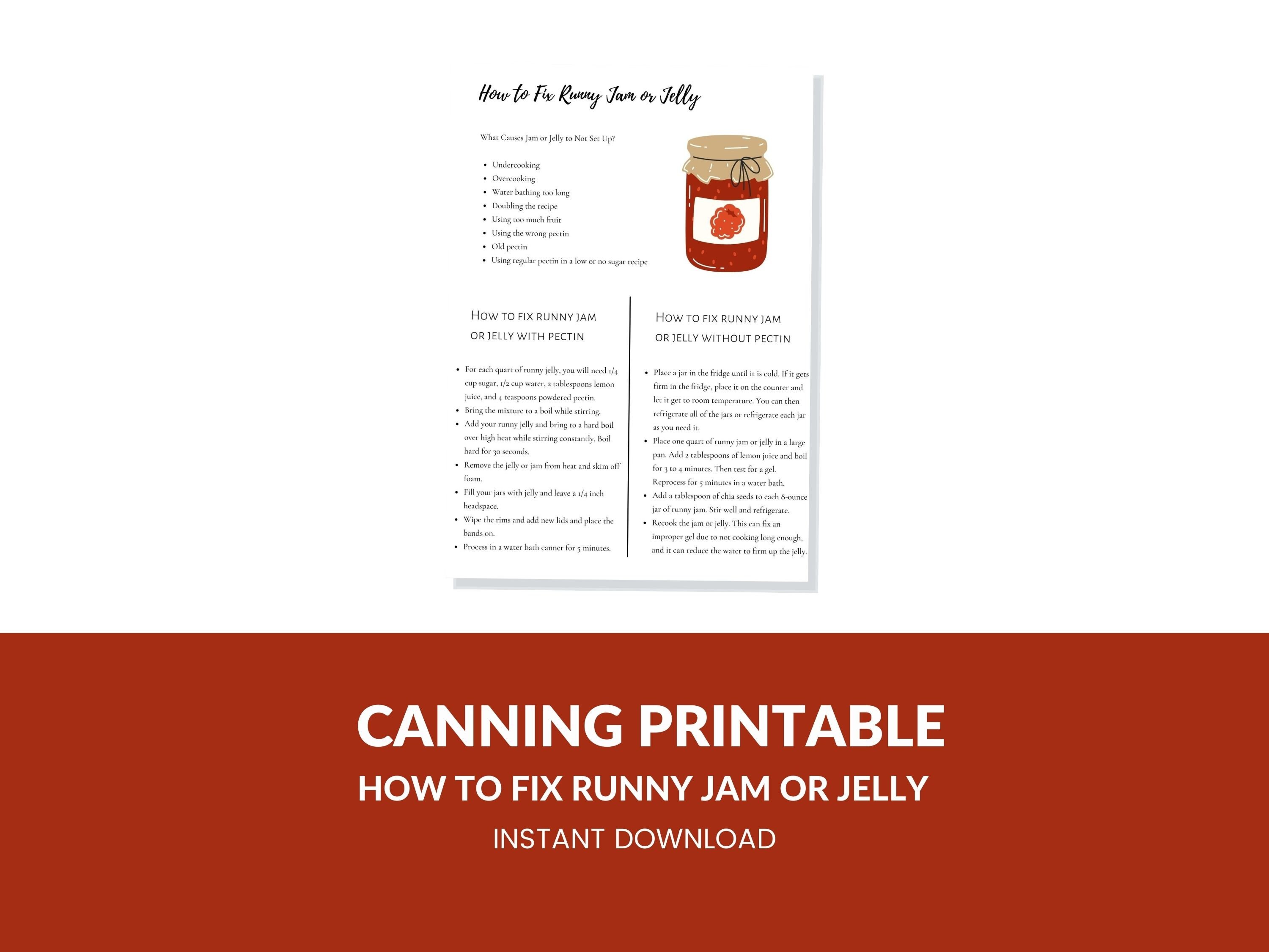 Canning Printable Paper PDF How to Fix Runny Jam or Jelly Tips Etsy