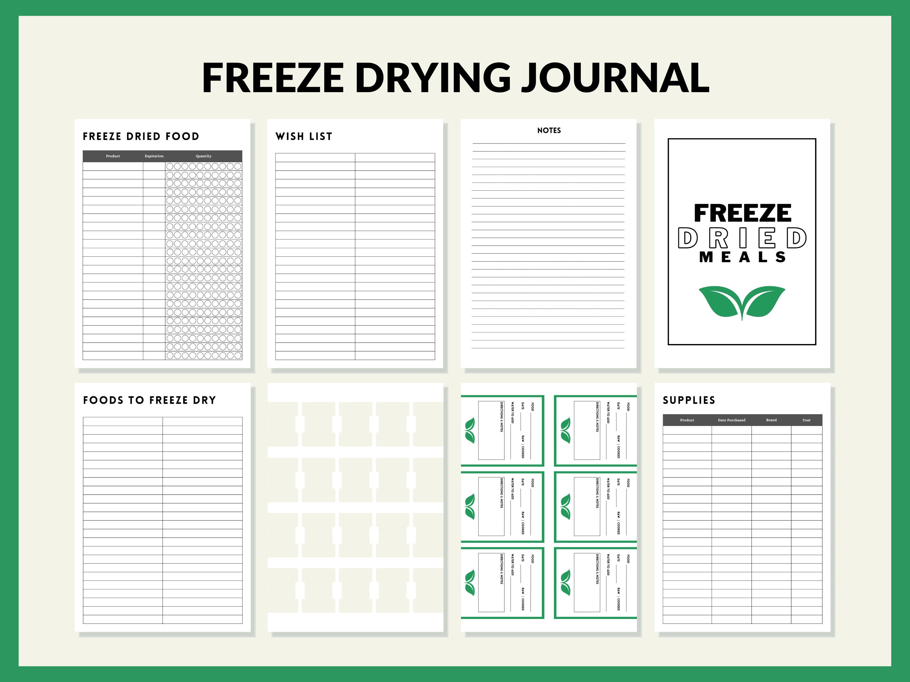 Freeze Dryer Batch Log Book Journal Printable Planner for Harvest Right Freeze Dryer Homesteader