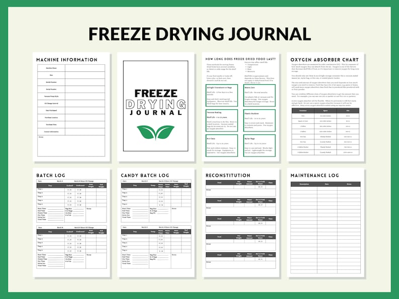 Freeze Dryer Batch Log Book Journal Printable Planner Harvest Right Freeze Dryer Homesteader 43