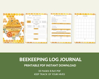 Beekeeping Log Book Printable Beekeeping Journal Beekeeping Record Book for Beekeeper's Apiculture Homestead Honey Bee Honeybee Beehive Hive