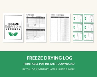 Freeze Dryer Batch Log Book Journal Printable Planner For Harvest Right Freeze Dryer Homesteader 43 Page PDF 8.5x11 Instant Download UPDATED