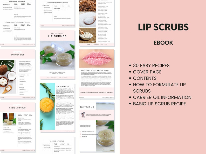 Lip Scrub Printable Recipe Ebook 30 Easy Lip Scrub Recipes to Make at Home Book image 2