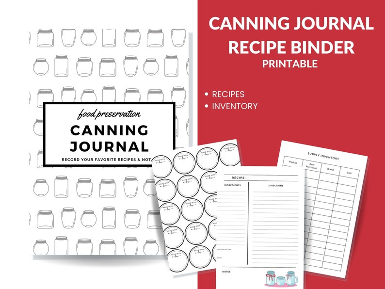 Canning Journal Printable Planner for Homesteaders, Canners 29 Page PDF ...