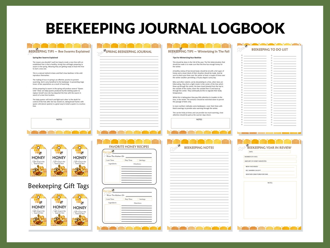 Beekeeping Log Book Printable Beekeeping Journal Beekeeping - Etsy