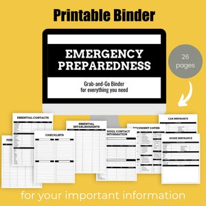 Printable Emergency Binder Planner Printable SHTF Family Medical, Lists, IDs, Insurance