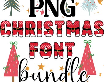 Weihnachten Alphabet PNG, Weihnachten Doodle Buchstaben Schriftart digitaler Download, Santa Schrift digitale Datei, Weihnachtsbuchstaben PNG