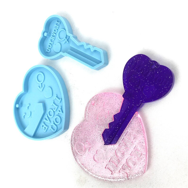 Heart lock keychain silicone mold key kychain mold heart Etsy