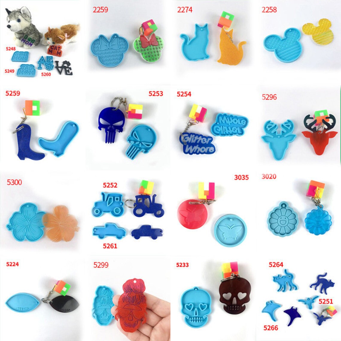 All kinds keychain molds kit silicone keychain mold for resin Etsy