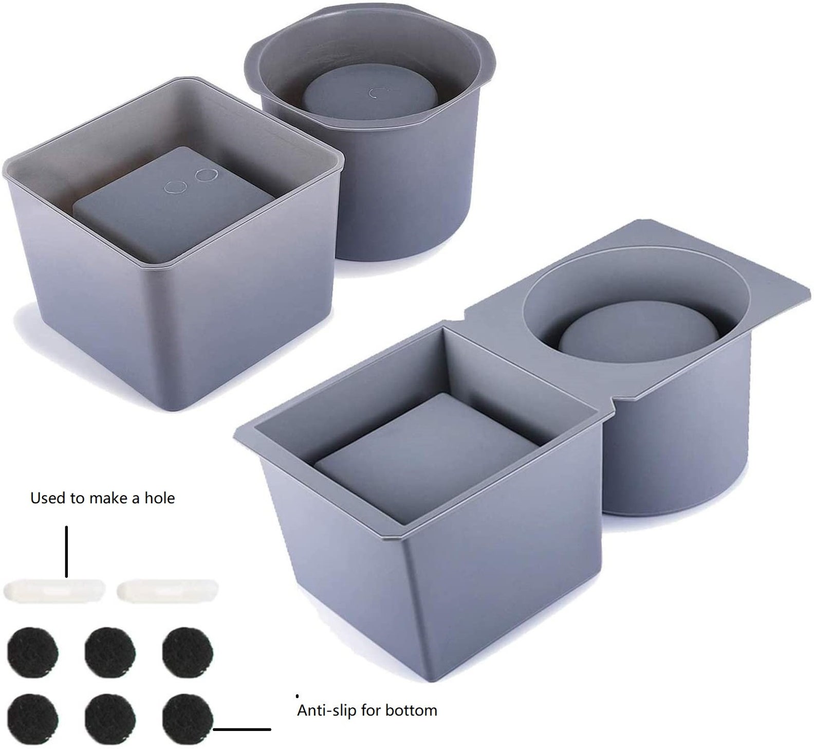 2 Pack Silicone Molds for Concrete Flower Pots Square and Etsy