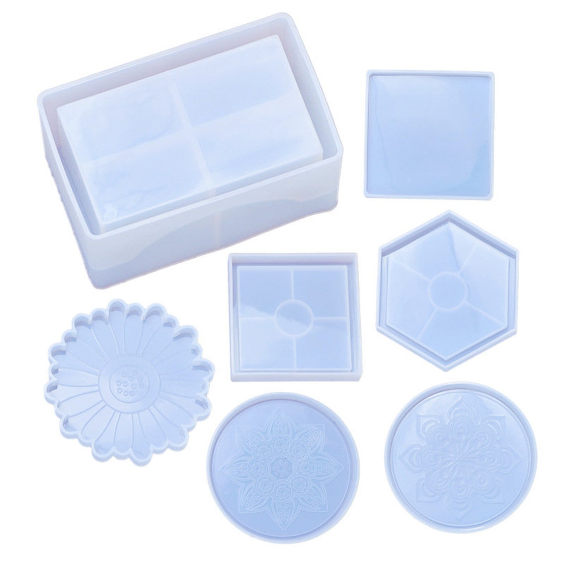 Resin Coaster Mold Set silicone Coaster Holder Etsy
