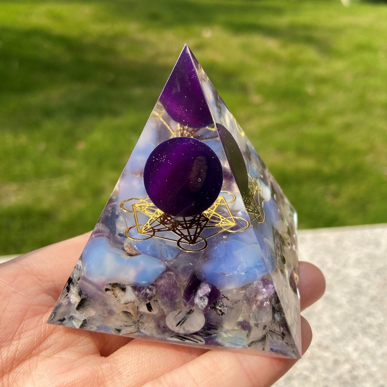 Orgonite Metatron Cube Amethyst Healing Crystal Orgone Pyramid Etsy