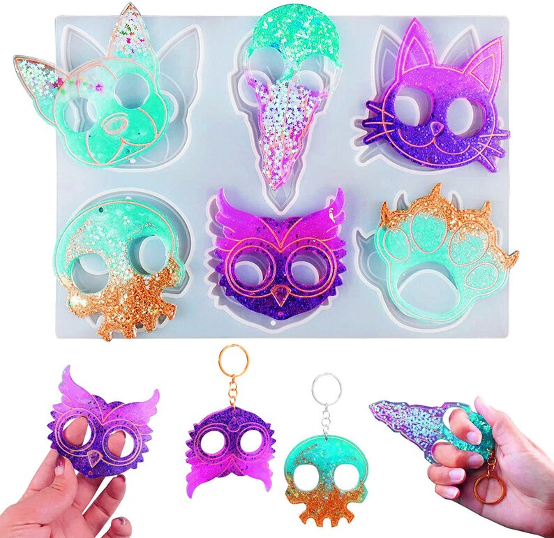 Self Defense Keychain Silicone Mold Knuckle Heart Animal Cat Etsy