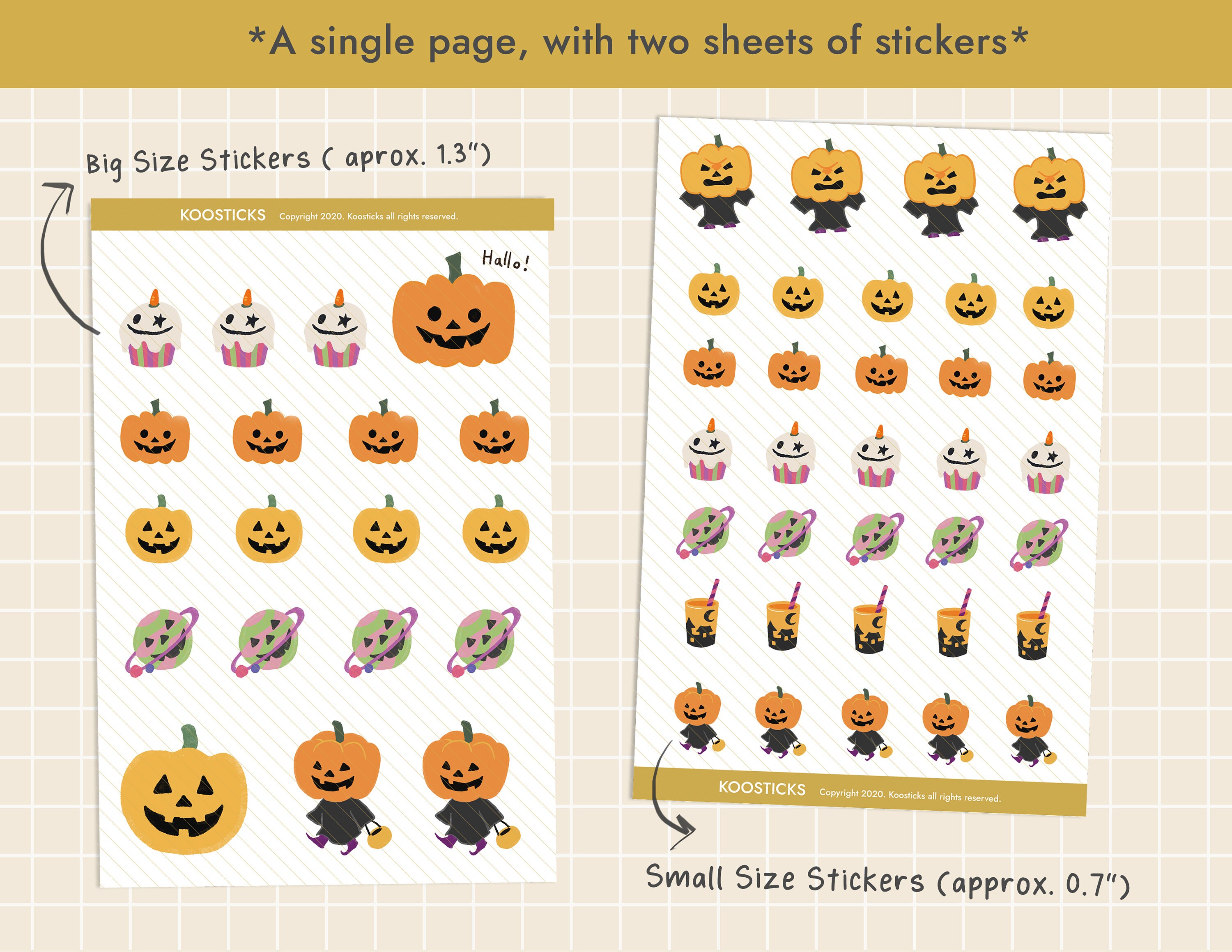 JackOLantern Halloween Stickers Printable Collectable Etsy