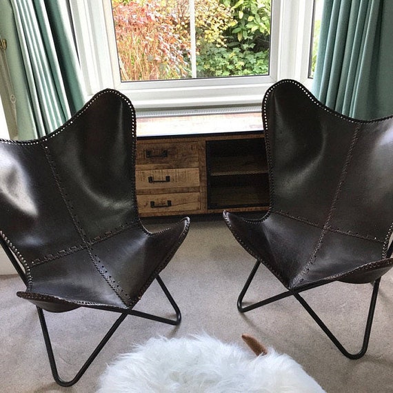 Laisha Leathers Butterfly Chair Genuine Leather Handmade Solid