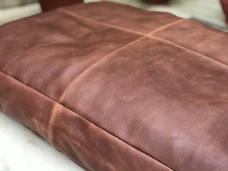 Customized Genuine Leather Seat Cushion Cover Rectangular Floor Cushion Cover Table Seat Pad Customized Leather Pet Bed Dining Cushion