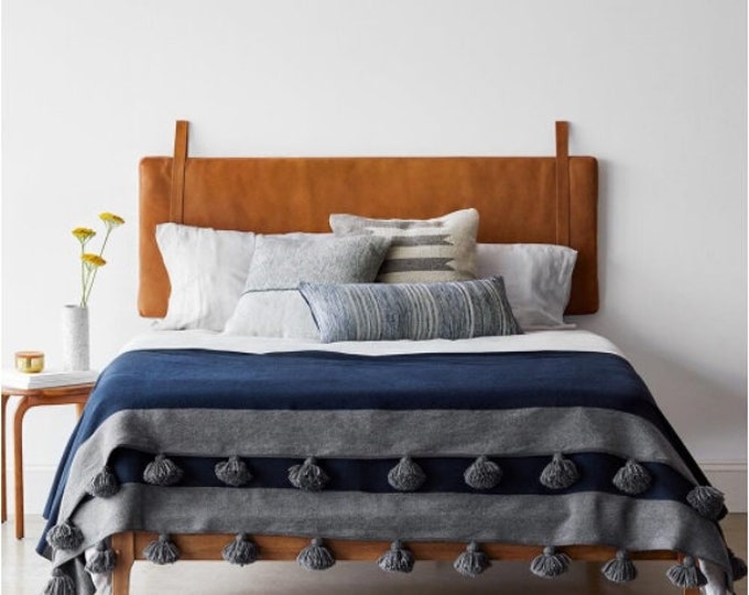 Customized Genuine Leather Headboard Cover, Headboard Cushion, Queen