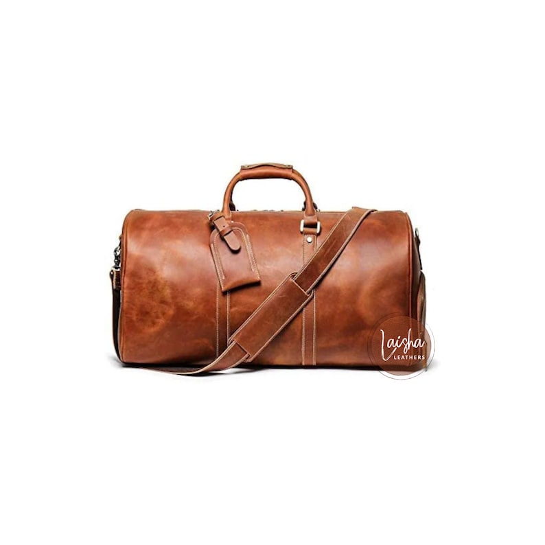 Handmade Leather Duffle Bag With Shoe Compartment Personalized Etsy