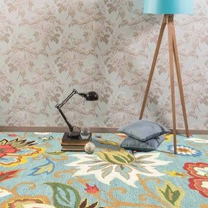 Handgemachte WILD BLOOM Handgetuftete Anthropologie Wolle / Viskose Teppich Schlafzimmer, Esszimmer, Flur Benutzerdefinierte Größe Luxus Haus Teppiche
