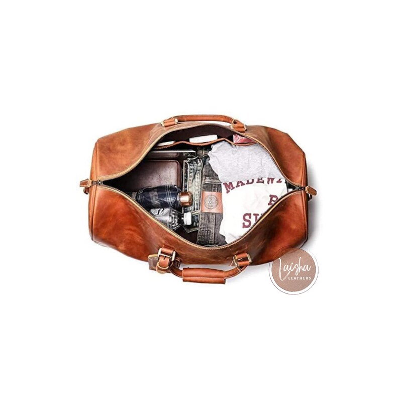 Handmade Leather Duffle Bag With Shoe Compartment Personalized Etsy