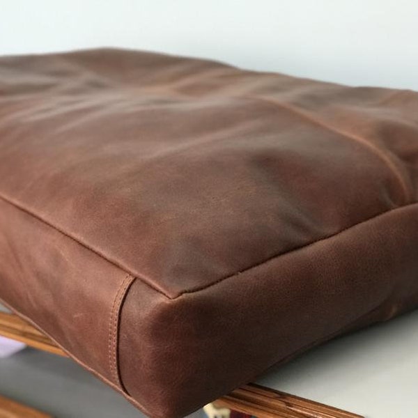 Custom genuine leather replacement cushions. window cushion cover, Ideal for benches, mid-century chairs, Leather Bench Cushion
