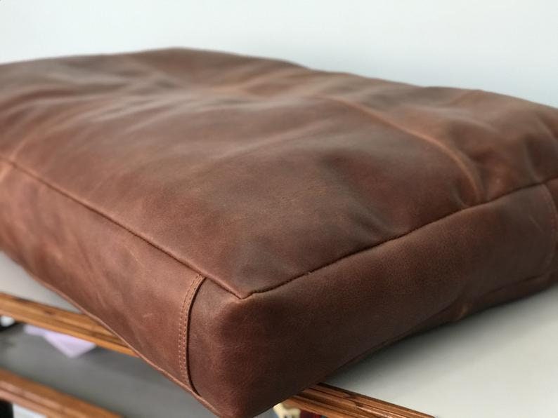 Customized Genuine Leather Seat Cushion Cover Rectangular Floor Cushion Cover Table Seat Pad Customized Leather Pet Bed Dining Cushion