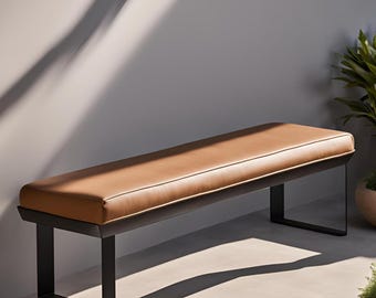 Custom Leather Bench Cushion Cover: Handmade Full-Grain Buffalo Leather