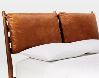 Customized Genuine Leather Headboard Cover, Headboard Cushion, Queen Size Headboard, Wall Hang Cushion Cover, Hanging Leather Headboard