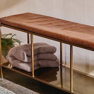 Custom genuine leather replacement cushions. window cushion cover, Ideal for benches, mid-century chairs, Leather Bench Cushion