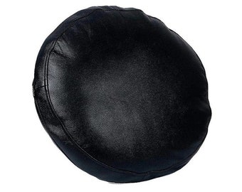100% Lambskin Round Leather Pillow Cover,Sofa Cushion Case,Decorative Circular Tan Brown Cushion Throw Cover for Living Room & Bedroom