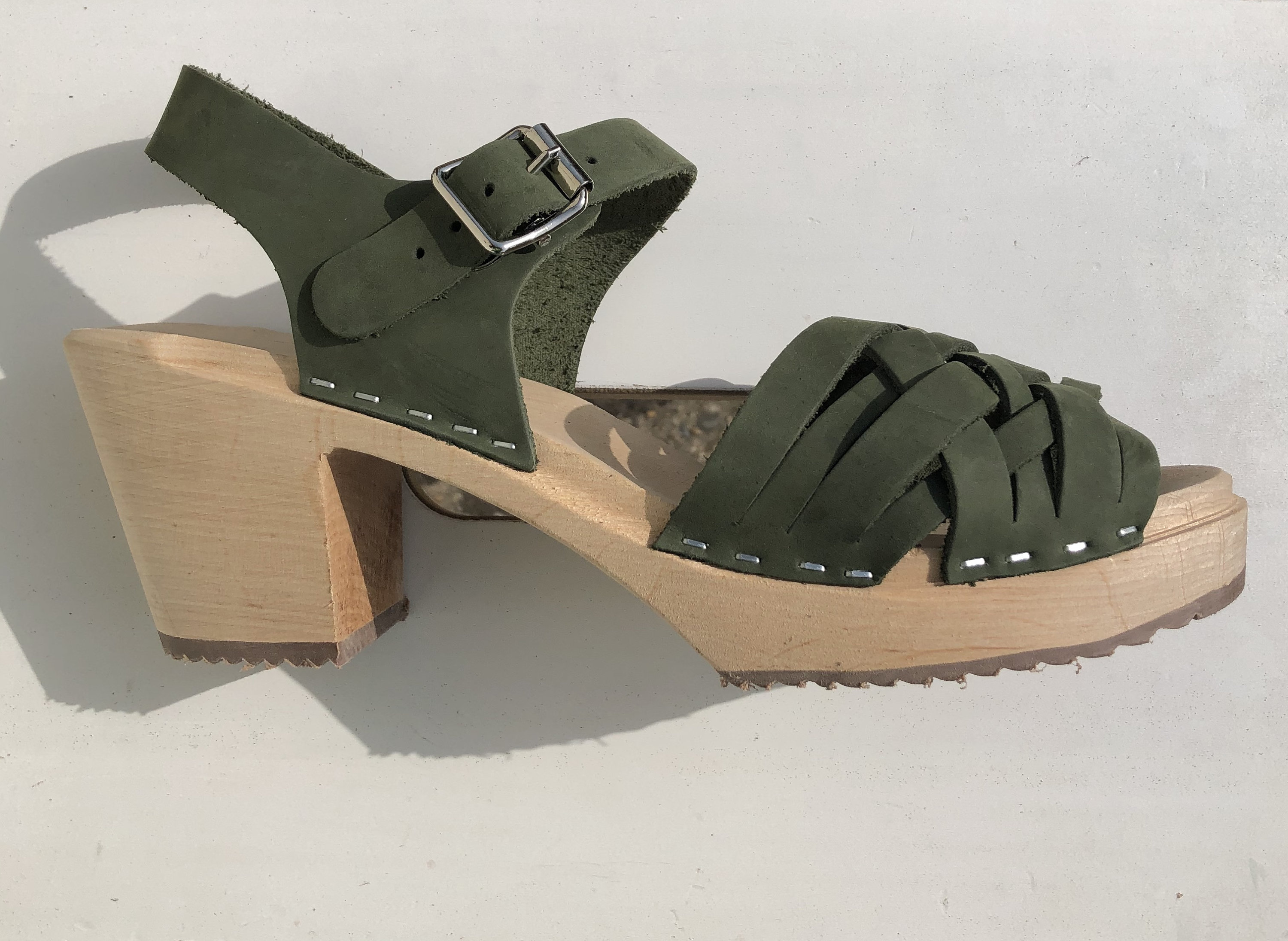 green khaki sandals