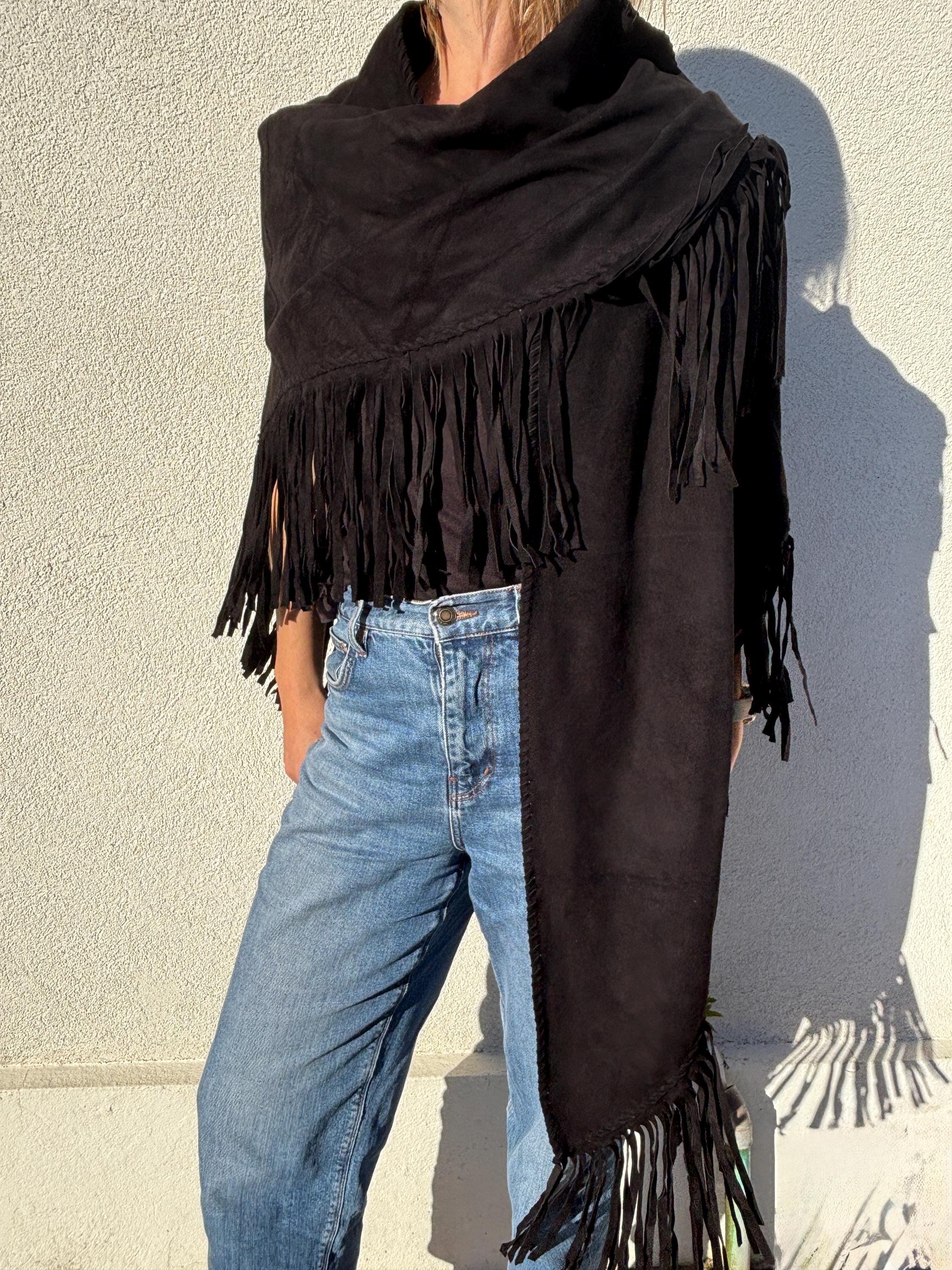 black suede shawl
