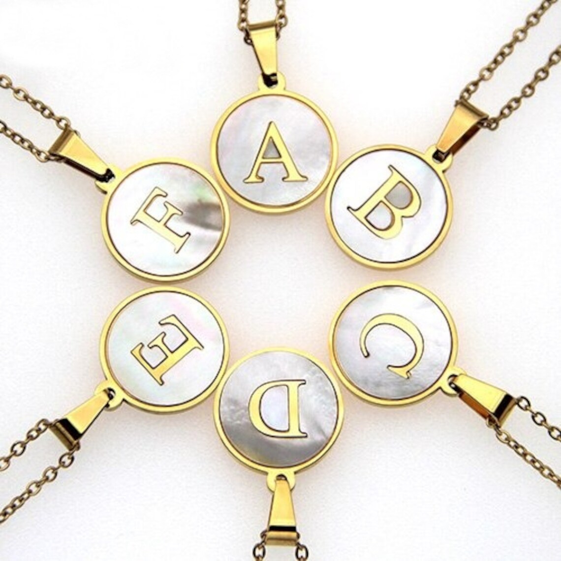 Stainless Steel Initial Pendant Necklace Disc Pendant With Etsy