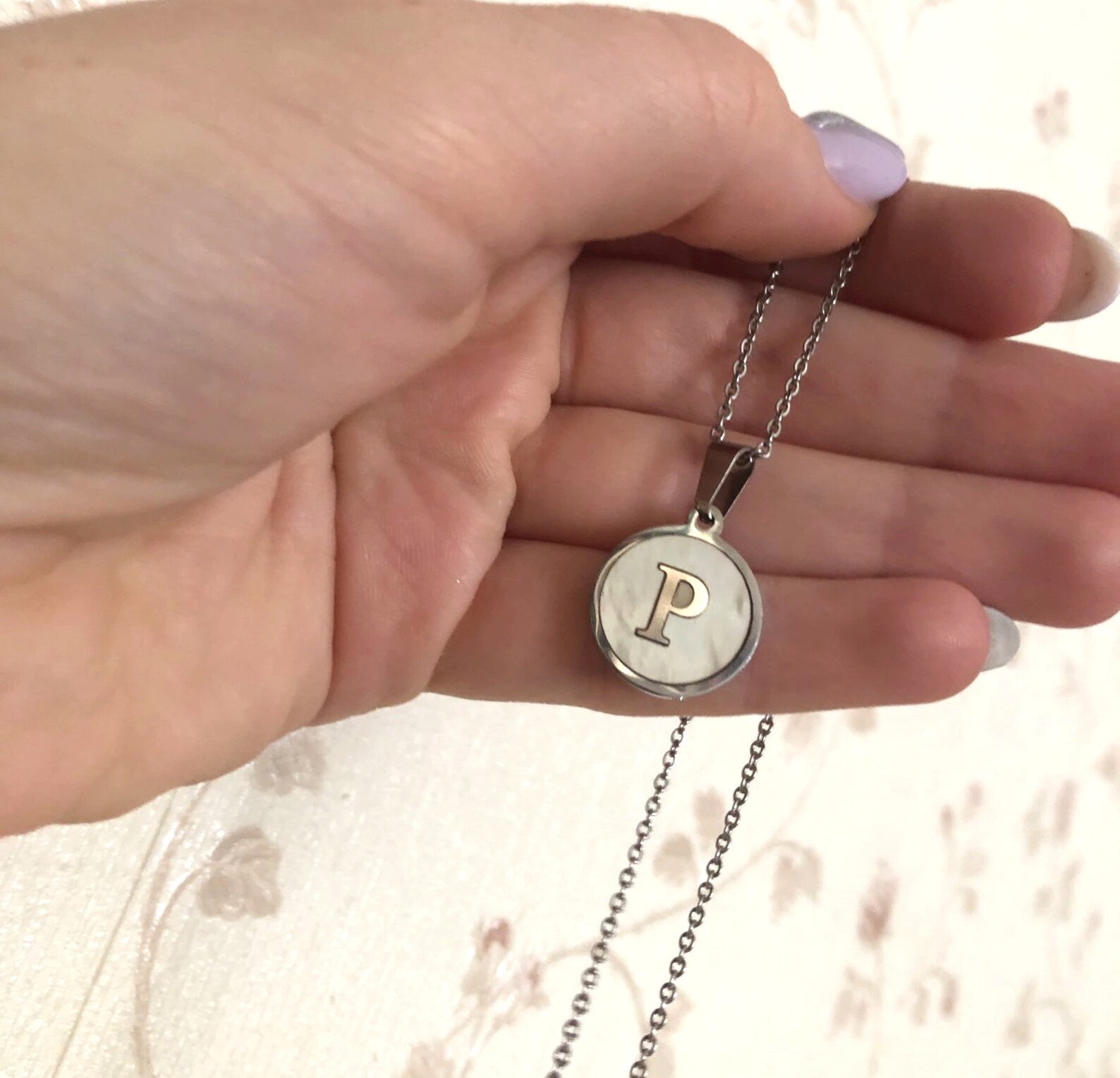 Stainless Steel Initial Pendant Necklace Disc Pendant With Etsy